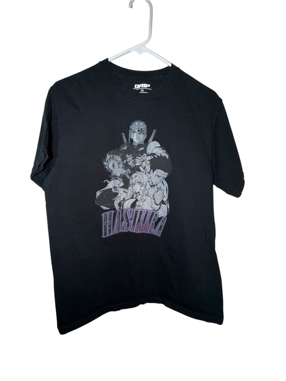 Black Short-Sleeve Anime Graphic Tee - Hashira Print